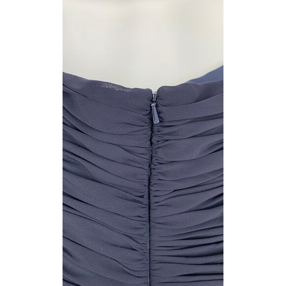Andrew Adela Formal Evening Dress Womens Size 12/14 Chiffon Rosette Navy Blue - Picture 14 of 14